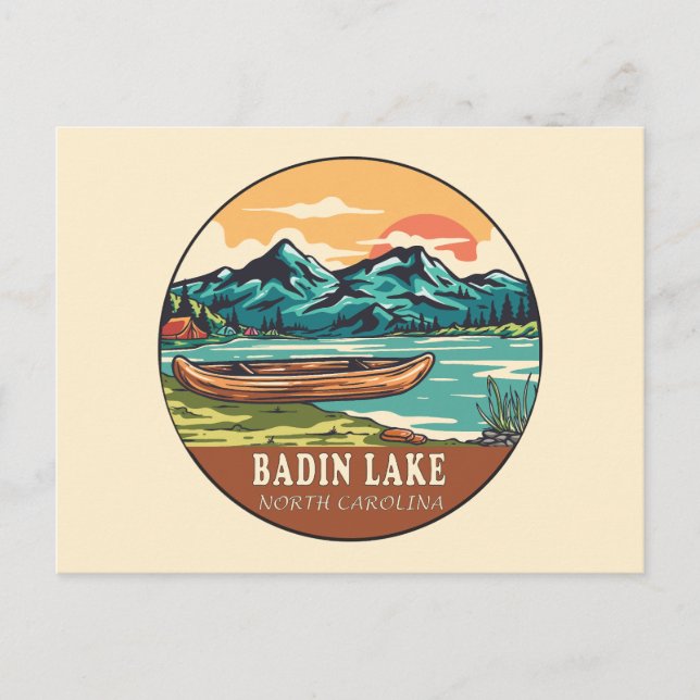Badin Lake North Carolina Boating Fishing Emblem Postcard (Front)