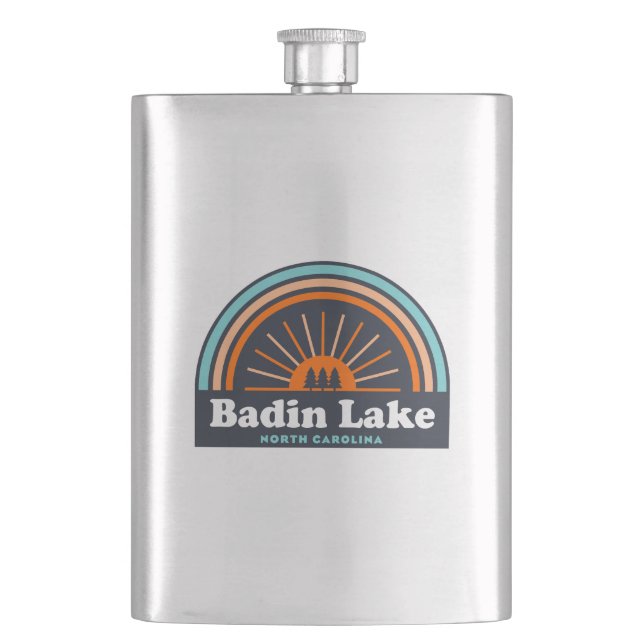 Badin Lake North Carolina Rainbow Hip Flask (Front)