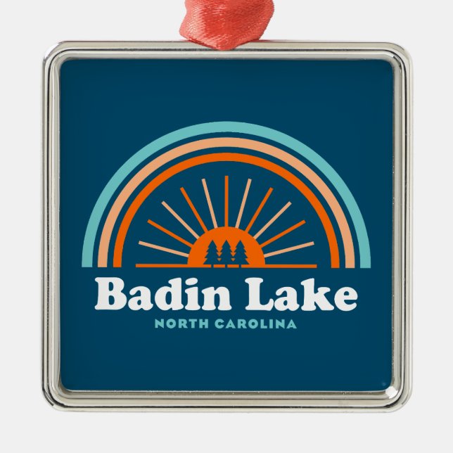 Badin Lake North Carolina Rainbow Metal Ornament (Front)