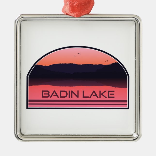 Badin Lake North Carolina Red Sunrise Metal Ornament (Front)
