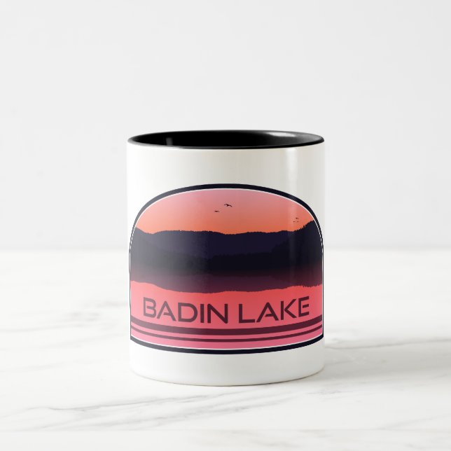 Badin Lake North Carolina Red Sunrise Two-Tone Coffee Mug (Center)