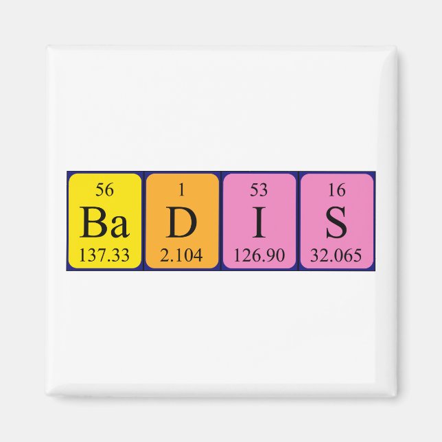 Badis periodic table name magnet (Front)