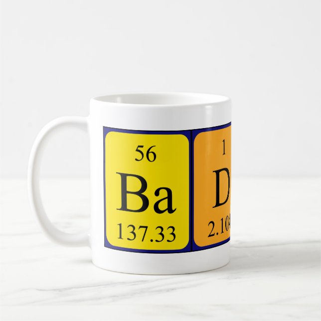 Badis periodic table name mug (Left)