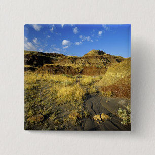 Badlands at Dinosaur Provincial Park in Alberta, 15 Cm Square Badge