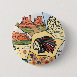 Badlands Mt Rushmore Black Hills South Dakota Map 6 Cm Round Badge