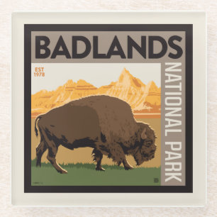 Badlands National Park Buffalo Glass Coaster