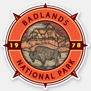 Badlands National Park Buffalo Retro Compass