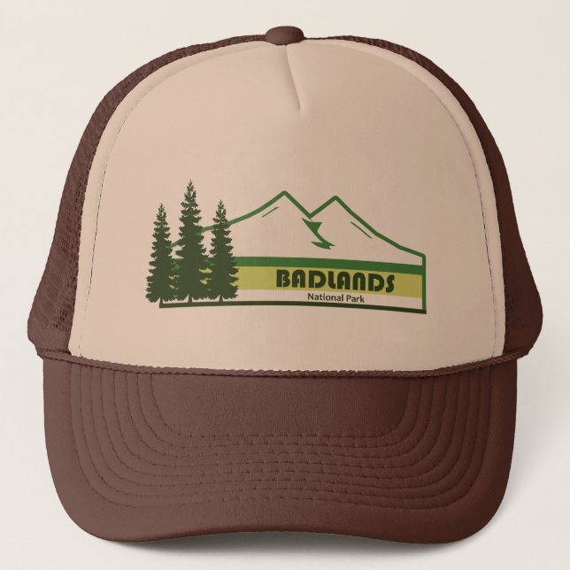 Badlands National Park Green Stripes Trucker Hat (Front)