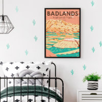 Badlands National Park Landscape Vintage Poster