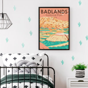 Badlands National Park Landscape Vintage Poster