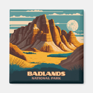 Badlands National Park Mountains Retro Magnet