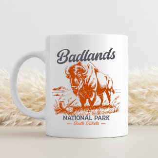 Badlands National Park Retro Bison  Coffee Mug