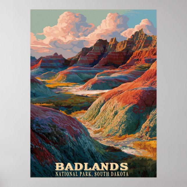 Badlands National Park – Rugged Western Landscape  Poster (Front)