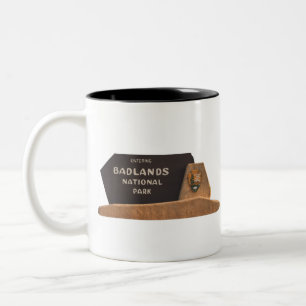 Badlands National Park Sign Two-Tone Coffee Mug