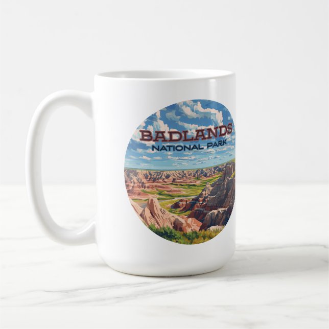 Badlands National Park South Dakota Landscape Coffee Mug (Left)
