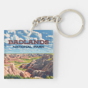 Badlands National Park South Dakota Landscape Key Ring