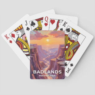 Badlands National Park South Dakota Painting Playing Cards