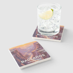 Badlands National Park South Dakota Painting Stone Coaster