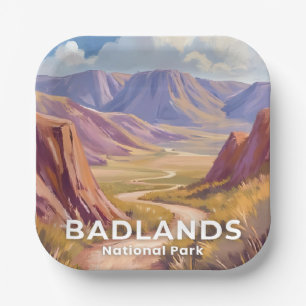 Badlands National Park South Dakota Travel Art Paper Plate
