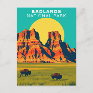 Badlands National Park South Dakota USA Buffalo Postcard