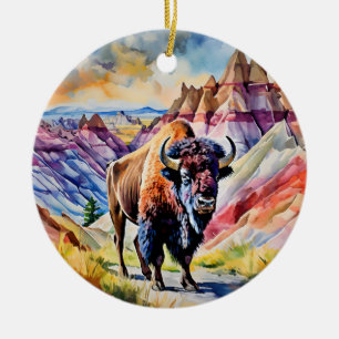 Badlands National Park South Dakota Watercolor Ceramic Ornament