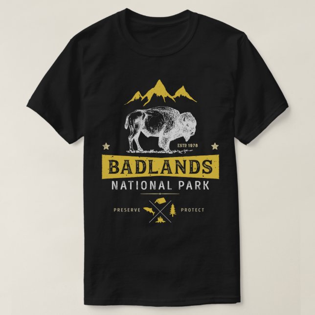 Badlands National Park T Buffalo Bison South Dakot T-Shirt (Design Front)