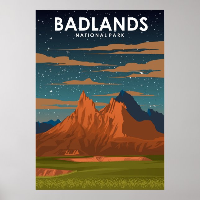 Badlands National Park Vintage Travel Poster (Front)