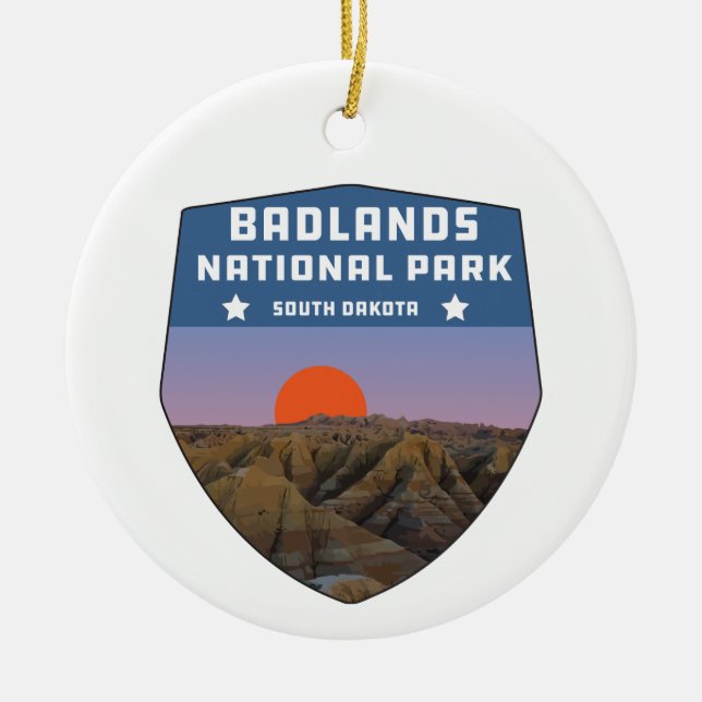Badlands national park wilderness south dakota ceramic ornament (Front)