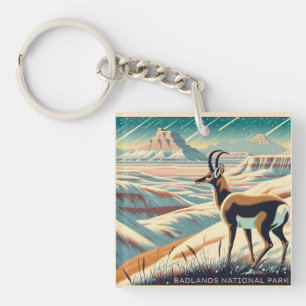 Badlands National Park Winter Souvenir Gift Key Ring