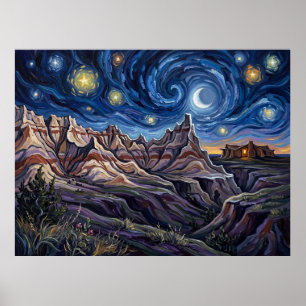 Badlands Starry Night Poster