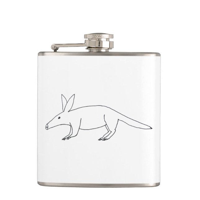 Badly drawn Aardvark Hip Flask  (Front)