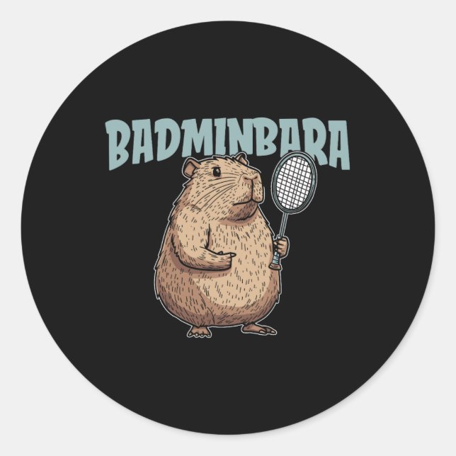 Badminbara Shuttle Racquet - Team Badminton Capyba Classic Round Sticker (Front)