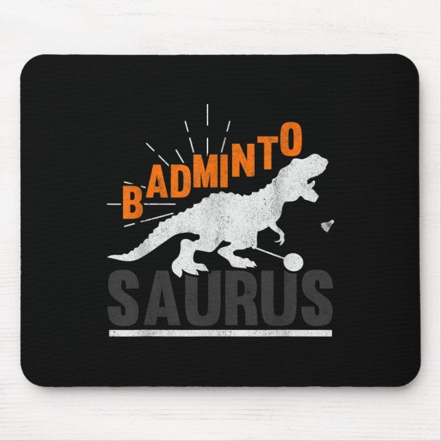 Badminto Saurus Rex Birdie Shuttle Dinosaur Badmin Mouse Pad (Front)