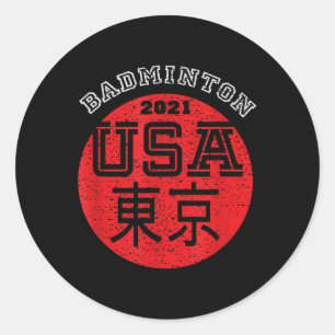 Badminton 2021 Usa  Classic Round Sticker