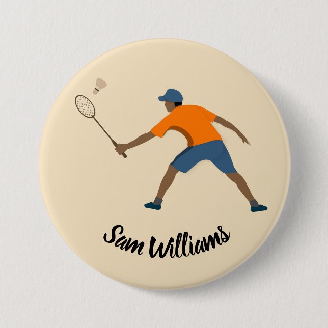 Badminton 7.5 Cm Round Badge (Front)