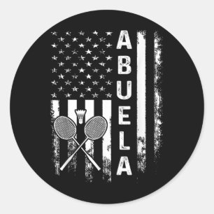 Badminton Abuela American Flag Vintage Christmas X Classic Round Sticker