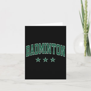 Badminton All Green Stars Clic Retro Varsity Text Card