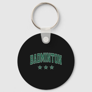 Badminton All Green Stars Clic Retro Varsity Text Key Ring