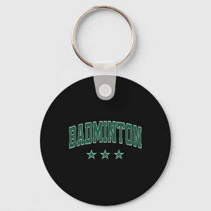 Badminton All Green Stars Clic Retro Varsity Text Key Ring