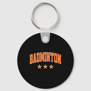 Badminton All Orange Stars Clic Retro Varsity Text Key Ring