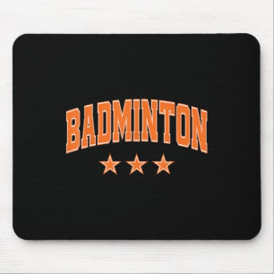 Badminton All Orange Stars Clic Retro Varsity Text Mouse Pad