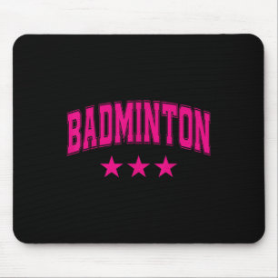 Badminton All Pink Stars Clic Retro Varsity Text Mouse Pad