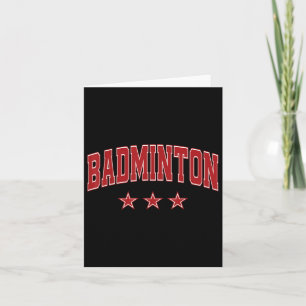 Badminton All Red Stars Clic Retro Varsity Text  Card