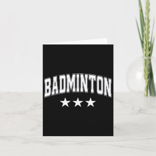 Badminton All White Stars Clic Retro Varsity Text  Card