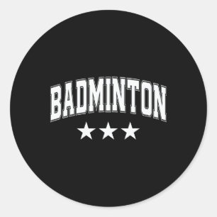 Badminton All White Stars Clic Retro Varsity Text Classic Round Sticker