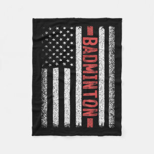 Badminton American Flag 4th Of July Badminton Play Fleece Blanket