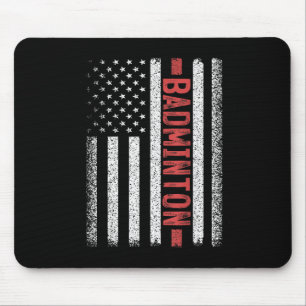 Badminton American Flag 4th Of July Badminton Play Mouse Pad