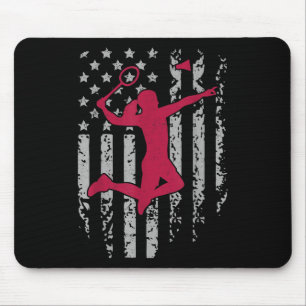 Badminton American Flag Patriotic High School Spor Mouse Pad