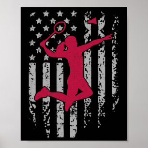 Badminton American Flag Patriotic High School Spor Poster