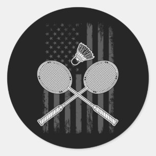 Badminton And Shuttle American Flag Classic Round Sticker